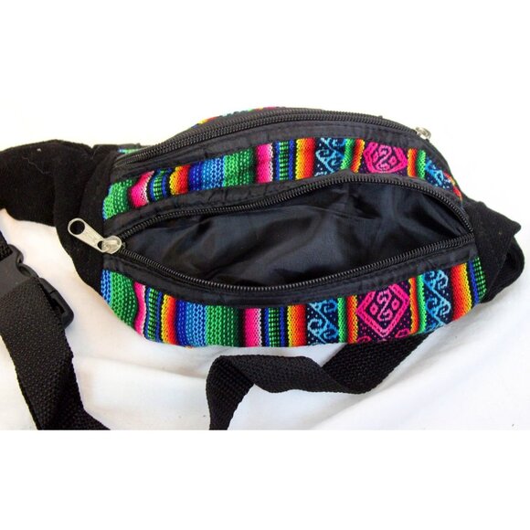 Peruvian Lined Waist Bag Bum Moon Fanny Hip Pack Native Textile Cross Body Unise - Picture 6 of 6